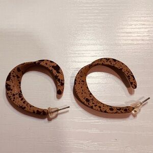 Brown and Black Speckled Hoop Earrings